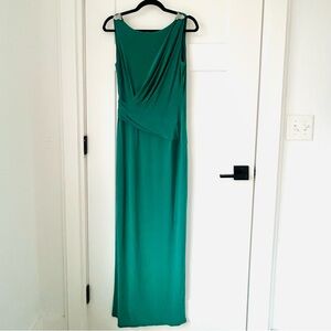 Ralph Lauren Sophisticated green evening long dress sz 6.  Length 60@ waist 29”